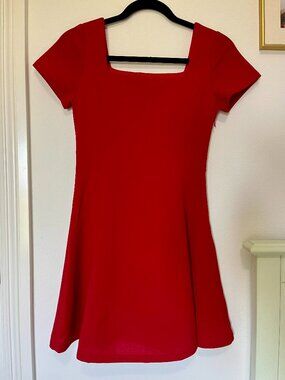 April Red Squareneck Mini Dress